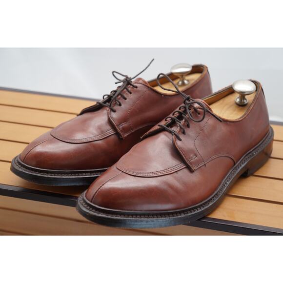 Allen Edmonds Walton Men’s 10.5D Chestnut Brown Split Toe Derby Dress Shoes GUC - Picture 1 of 10